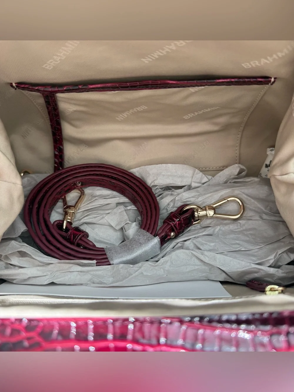 Brahmin Mika Satchel Cherry Lacquer Melbourne Leather